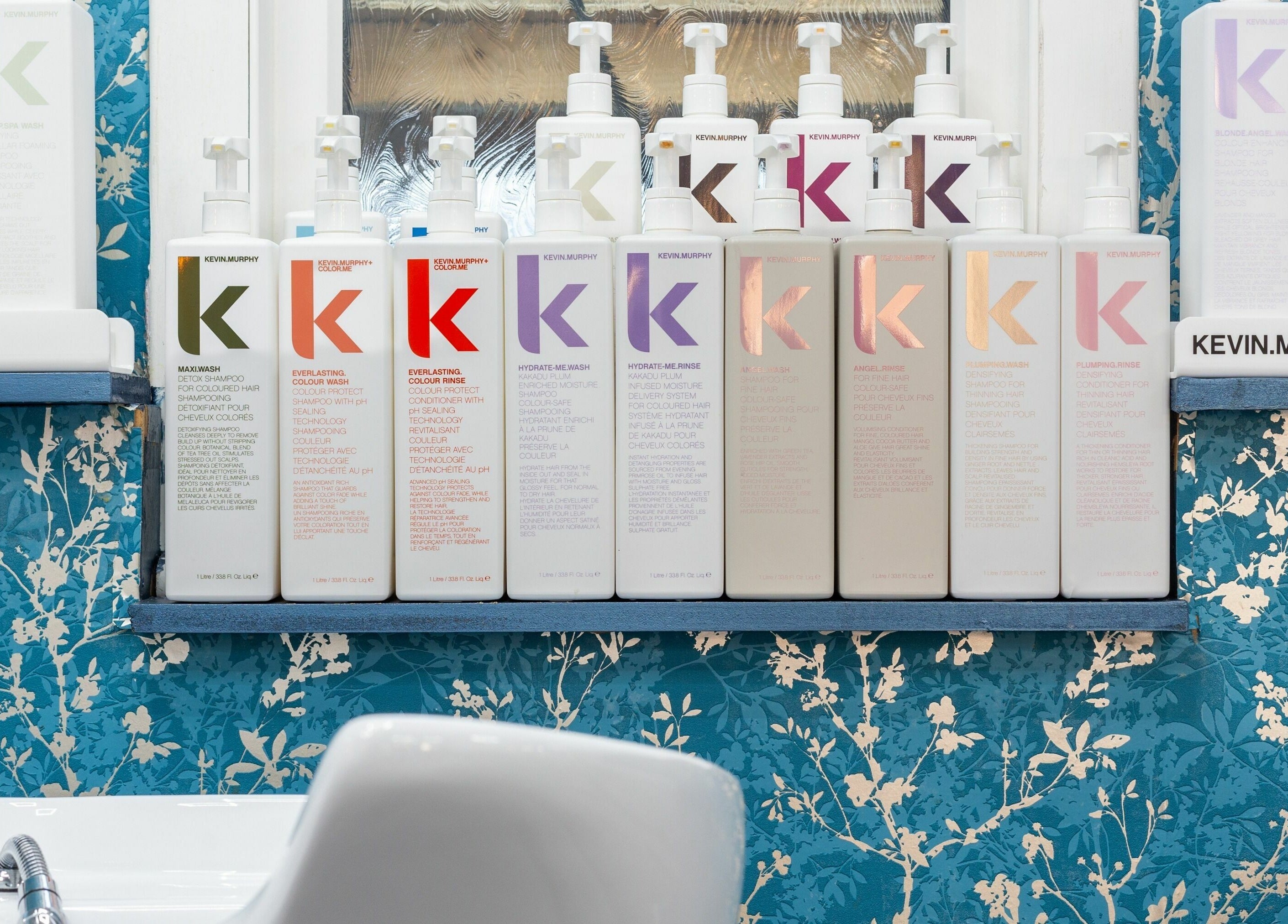 Kevin Murphy haircare display at The Beauty Inn, London, England, GB, showcasing premium salon products.