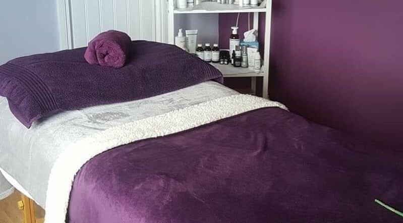 Relaxing massage bed at Maria’s Beauty Haven, County Galway, County Galway, IE. Cozy and inviting spa ambiance.
