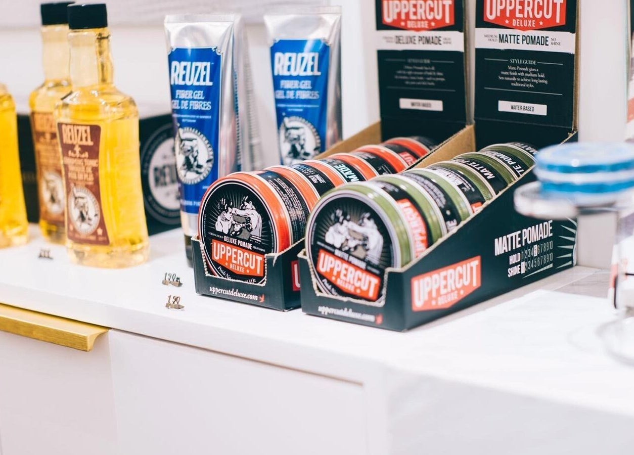 Grooming products at Canton Barber Causeway Bay on Hong Kong Island, Hong Kong Island, HK ensuring top quality.