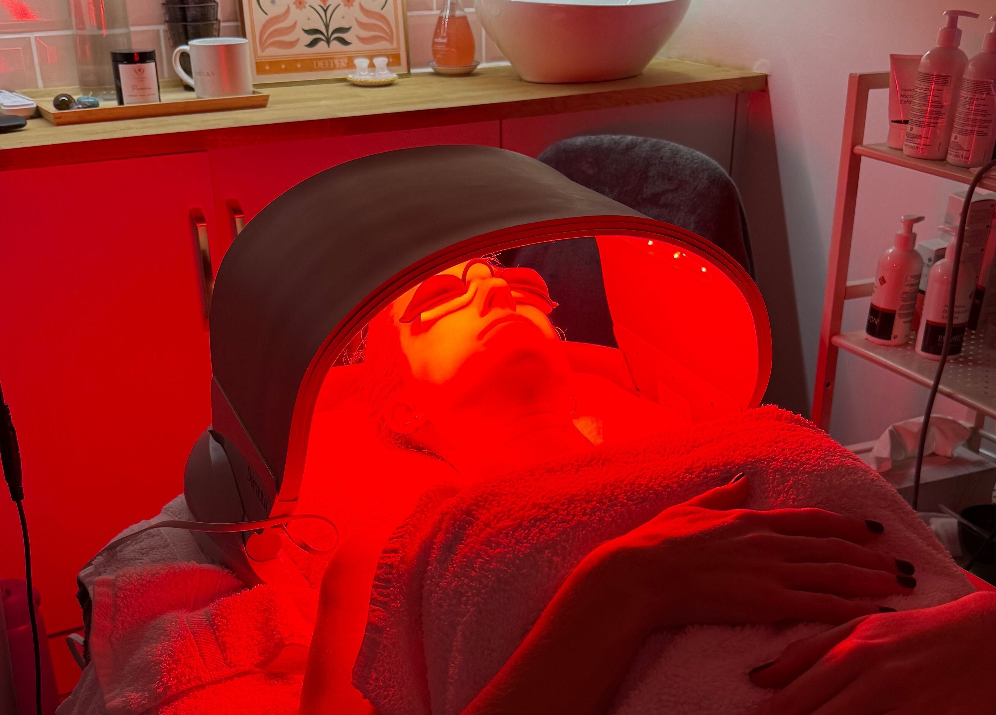 Experience LED light therapy at The Skin and Beauty Studio, Beaconsfield, England, GB for ultimate skin rejuvenation.