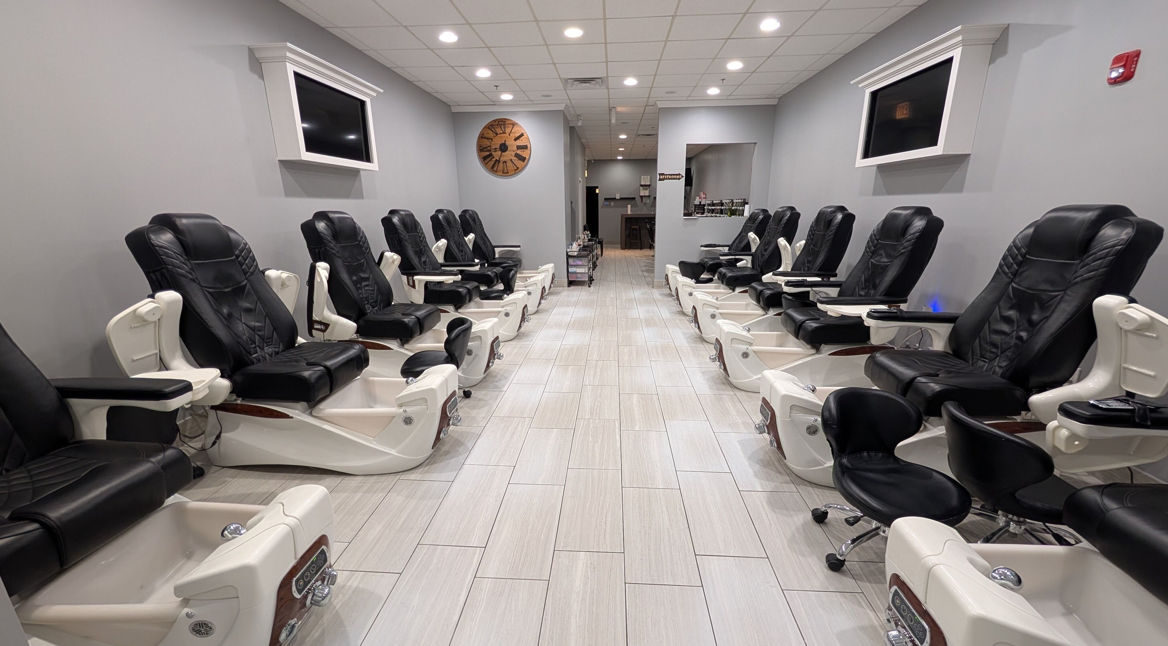 Elegant pedicure spa chairs at Nail Bliss and Spa Inc., Bridgeview, Illinois, US, promising ultimate relaxation.