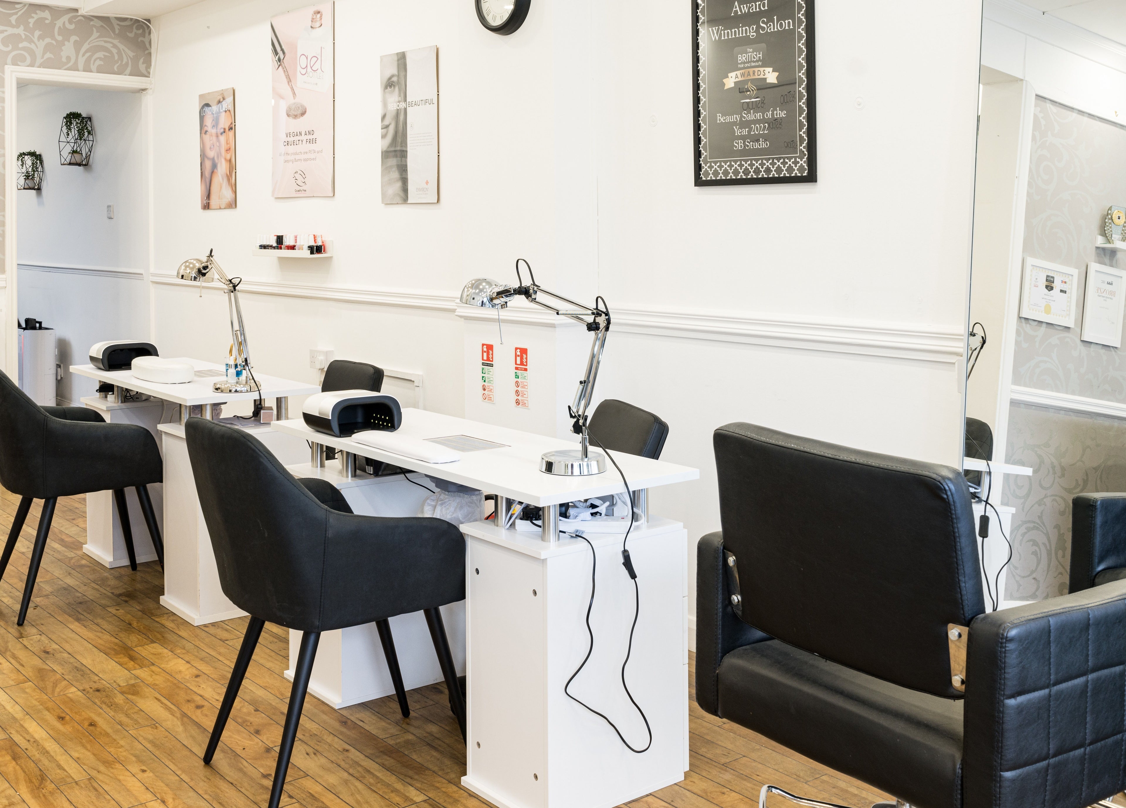 Chic nail art stations at SB Studio, Coulsdon, England, GB creating serene beauty experiences.