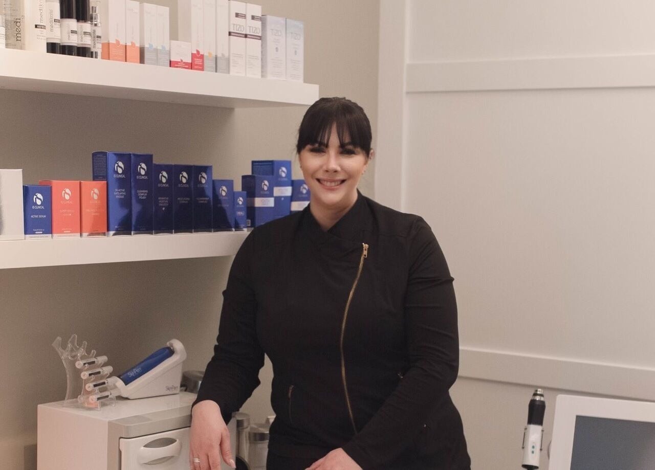 Allyson O’Brien at her Surrey, BC studio, showcasing advanced aesthetics and nutrition products.