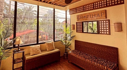 Relaxing seating area at Hapihap Spa-Sorsogon City with natural light in Sorsogon City, Bicol, PH.