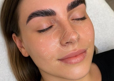 Close-up of perfect eyebrows after treatment at Laura Bentley, Solihull, England, GB.
