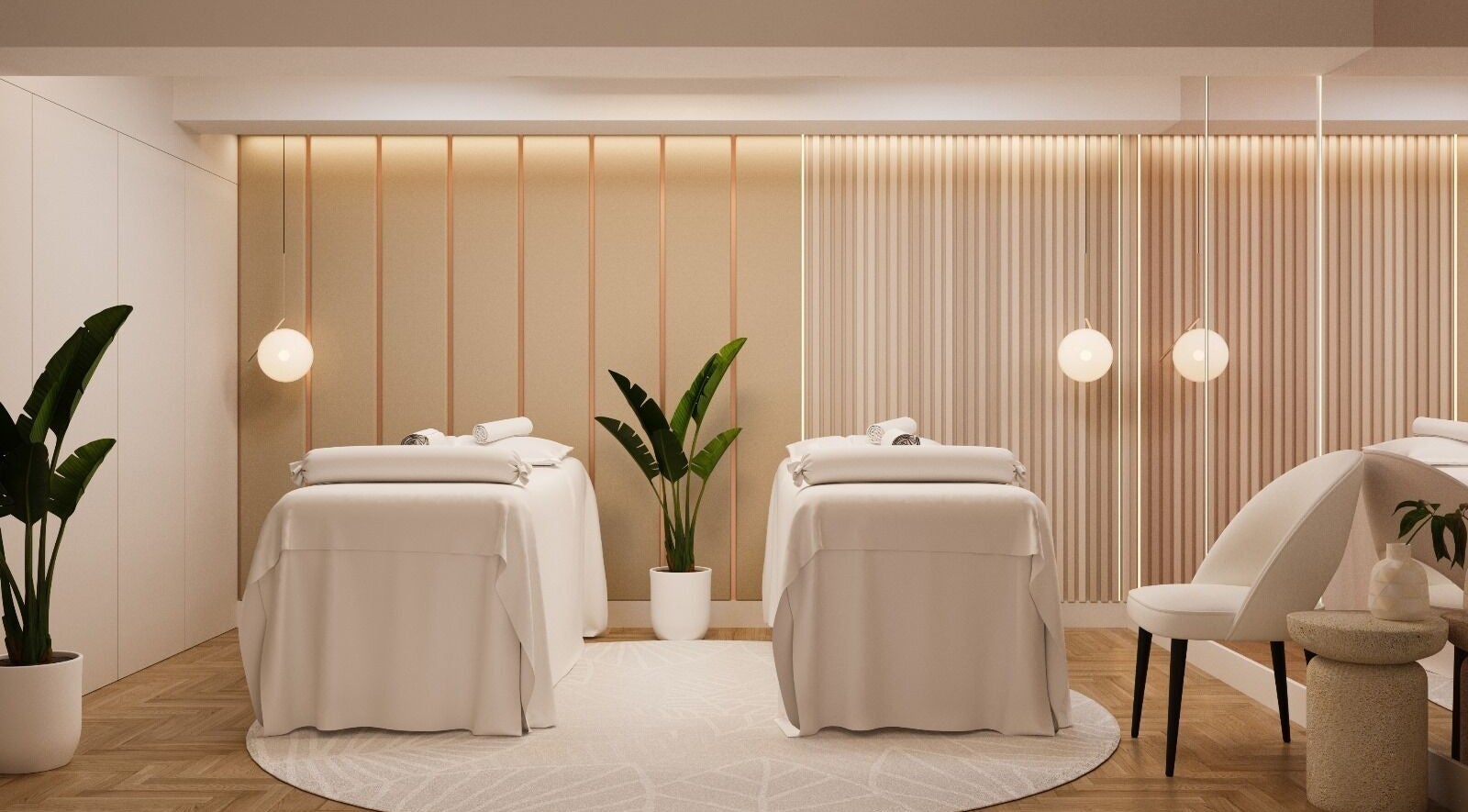 Relaxing massage room at Balance Massage & Wellness (Tottenham Court Road), London, England, GB.