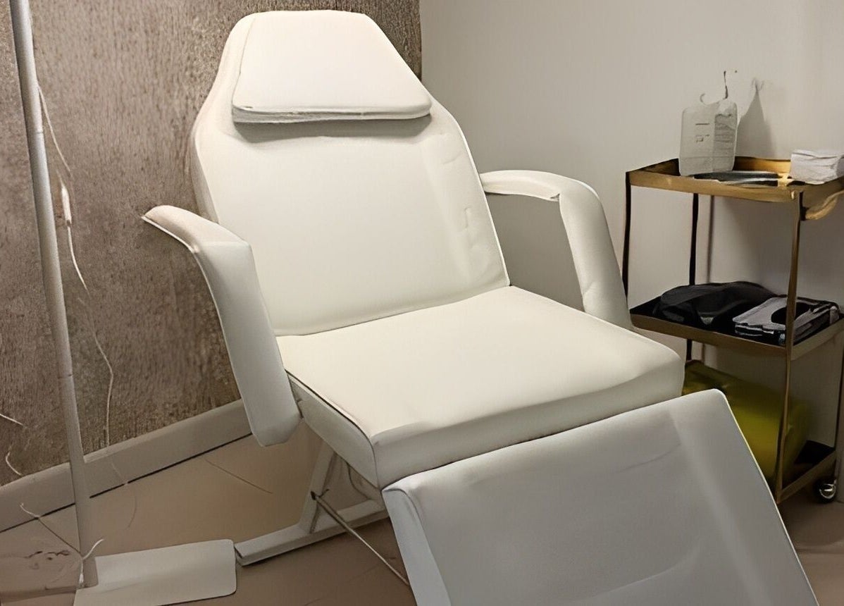 Spa treatment chair at Body Revolution Aesthetics in Leeds, England, GB, offering comfort and relaxation.