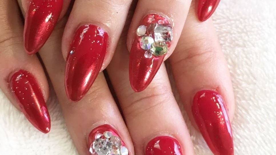 Red ❤ Red  Bridal nails designs, Red wedding nails, Dope nail designs