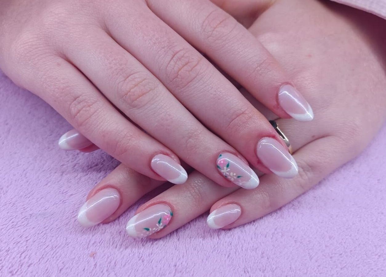 Elegant floral nail art manicure at Skin and Bling Brackenfell, Cape Town, Western Cape, ZA.
