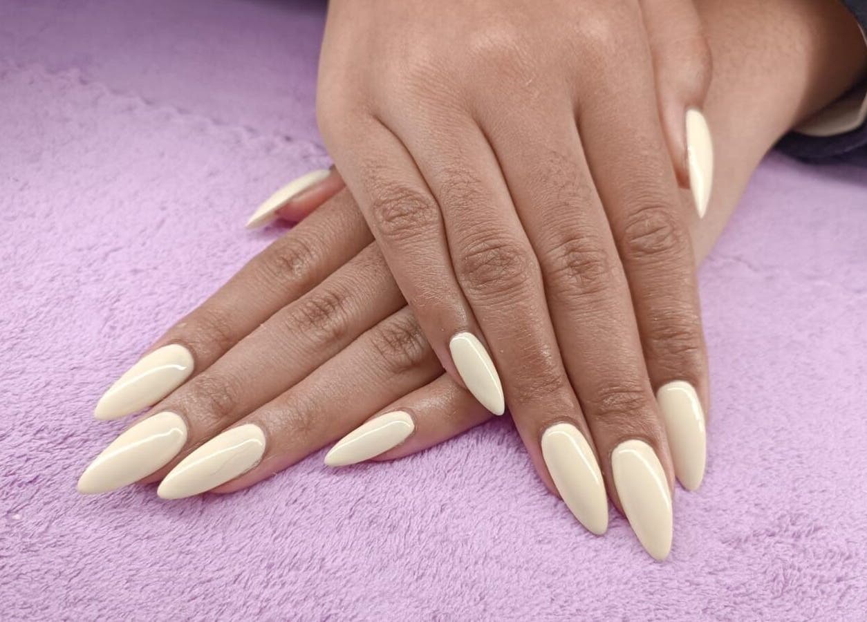 Styled nails at Skin and Bling Brackenfell, Cape Town, Western Cape, ZA on a plush lavender background.