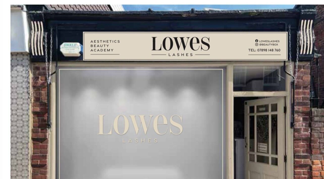 Entrance to Lowes Lashes Aesthetics Sunbed in Faversham, England, GB showcasing elegant exterior design.