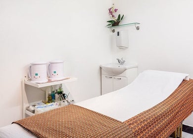 Calm massage room at Orchid Beauty & Massage - Kensington, London, England, GB with relaxing decor.