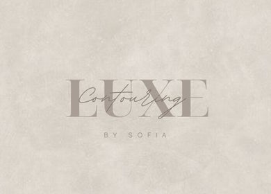 Luxe Contouring By Sofia logo, Melbourne, Victoria, AU. Elegant branding on a neutral background.