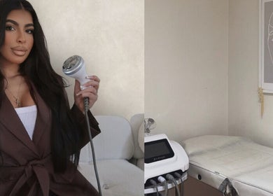 Expert holding contour device at Luxe Contouring By Sofia, Melbourne, Victoria, AU, serene room with equipment.