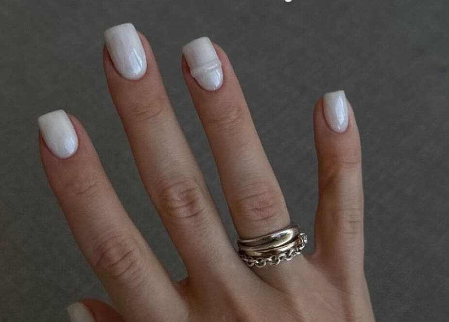 Elegant white manicure at Rosé Nail House, Cape Town, Western Cape, ZA.