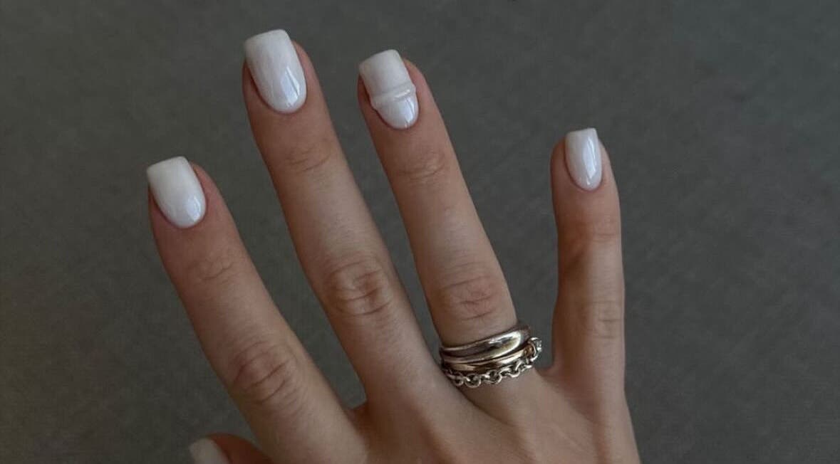 Elegant white manicure at Rosé Nail House, Cape Town, Western Cape, ZA.