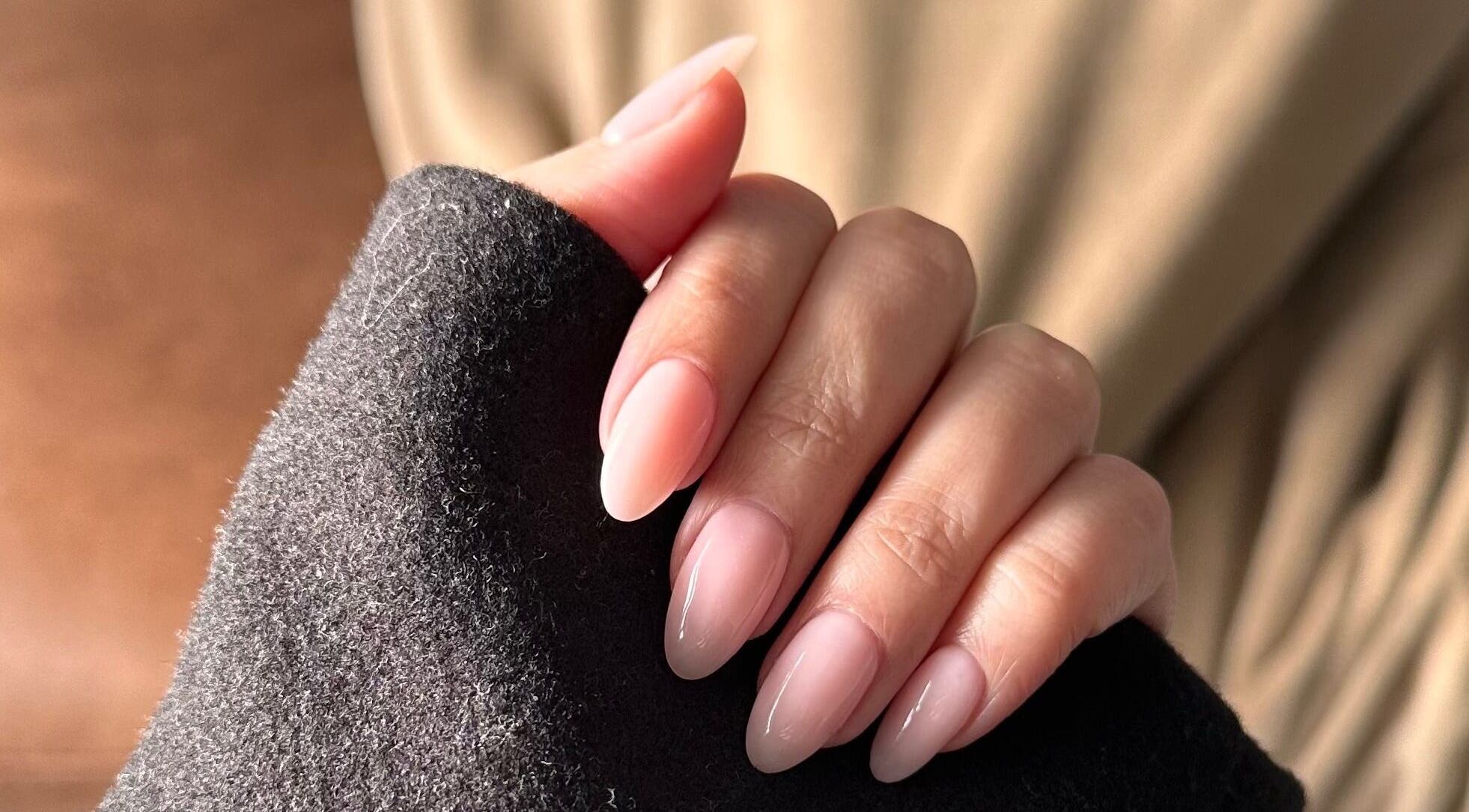 Close-up of elegant manicured nails at Rosé Nail House, Cape Town, Western Cape, ZA.