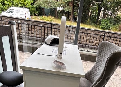 Elegant nail station at Gemma Louise Hair and Beauty, Rawtenstall, England, GB offering a serene workspace.