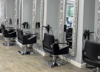 Chic styling chairs and ornate mirrors at Gemma Louise Hair and Beauty, Rawtenstall, England, GB.