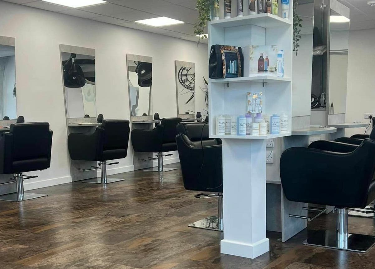 Elegant and modern salon chairs and mirrors at Macie's, Guernsey, Castel, GG.