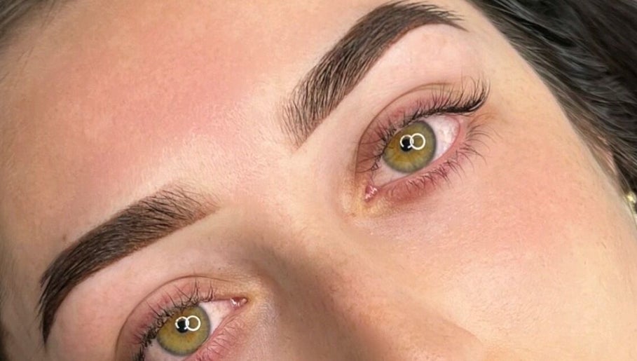 Close-up of beautifully shaped eyebrows at Lushed Beauty, Wollongong, New South Wales, AU.