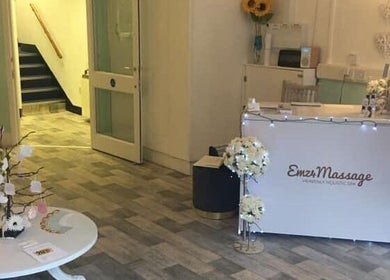 Reception area of Emz4massage, Ilkeston, England, GB, with decor and welcoming atmosphere.