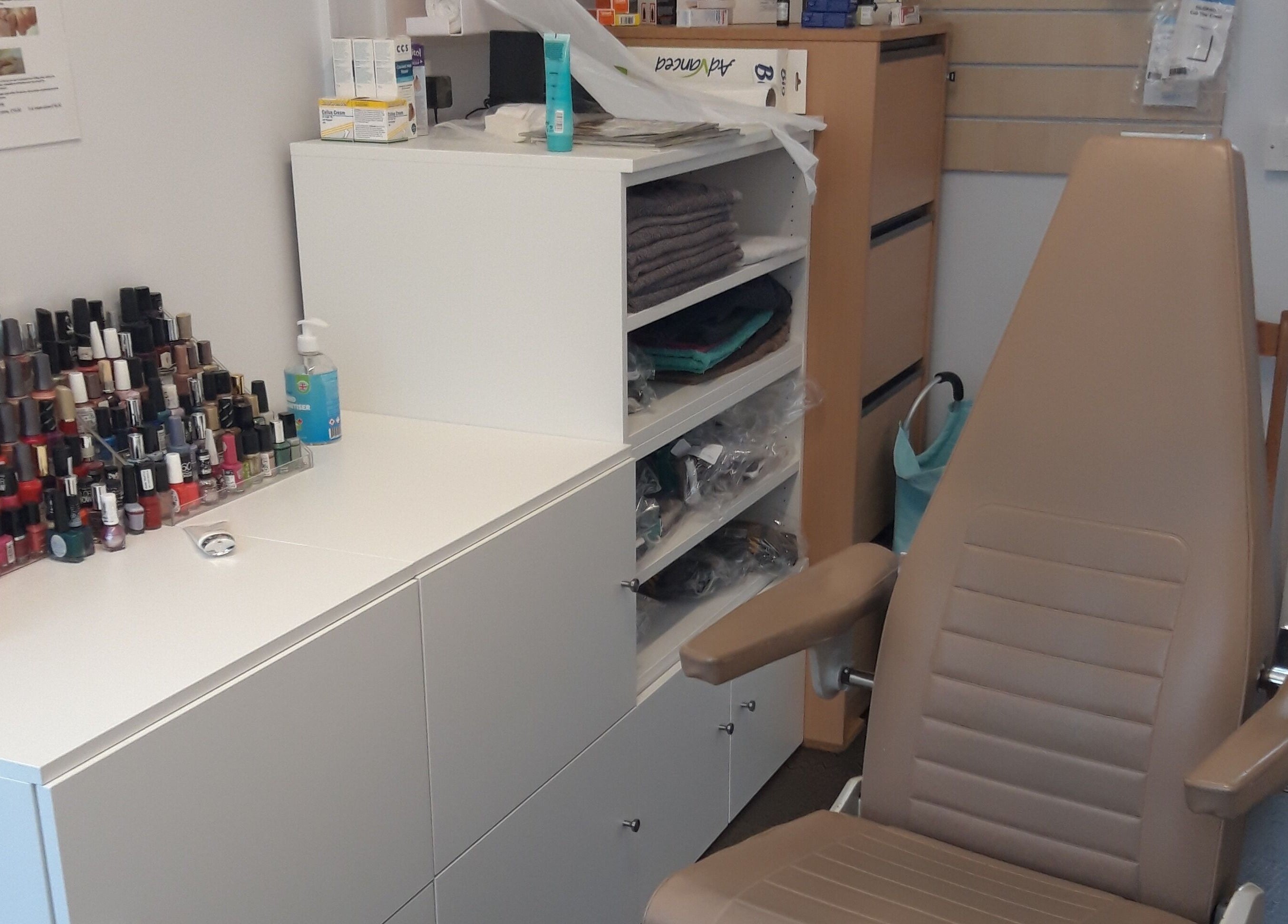 Cozy beauty station at The Hub New Mills, New Mills, England, GB, featuring a manicure setup with nail polish display.