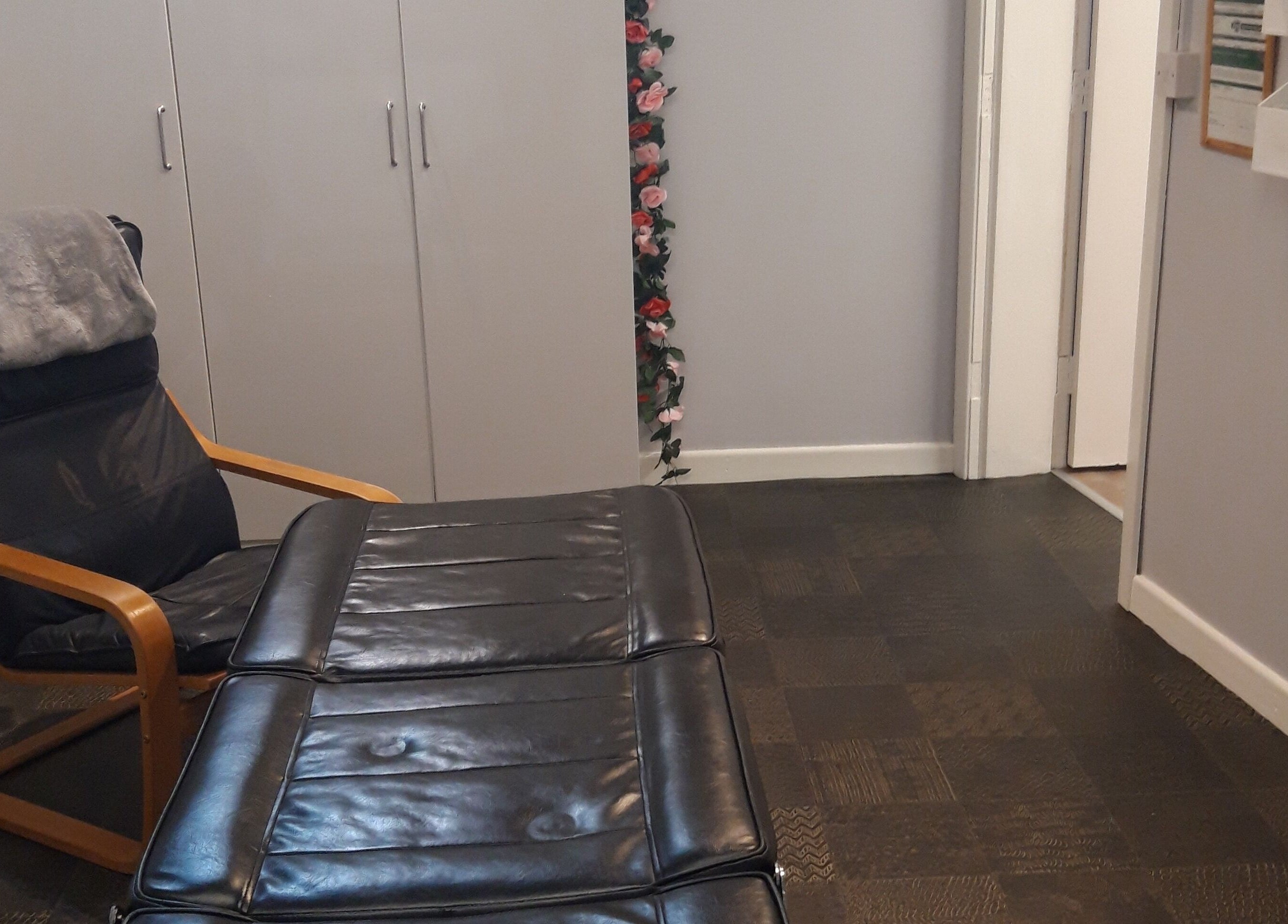 Cozy therapy chair at The Hub New Mills, New Mills, England, GB, offers comfort and tranquility.