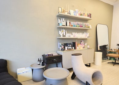 Interior view of KSHD (Kota Sato Hair Design) featuring stylish decor in Surry Hills, New South Wales, AU.
