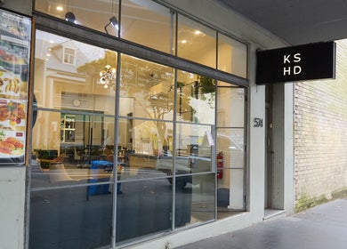 Front entrance of KSHD (Kota Sato Hair Design) in Surry Hills, New South Wales, AU, showcasing a stylish salon facade.