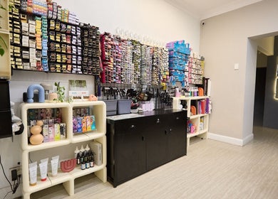 Vibrant product shelves at KSHD (Kota Sato Hair Design), Surry Hills, New South Wales, AU.