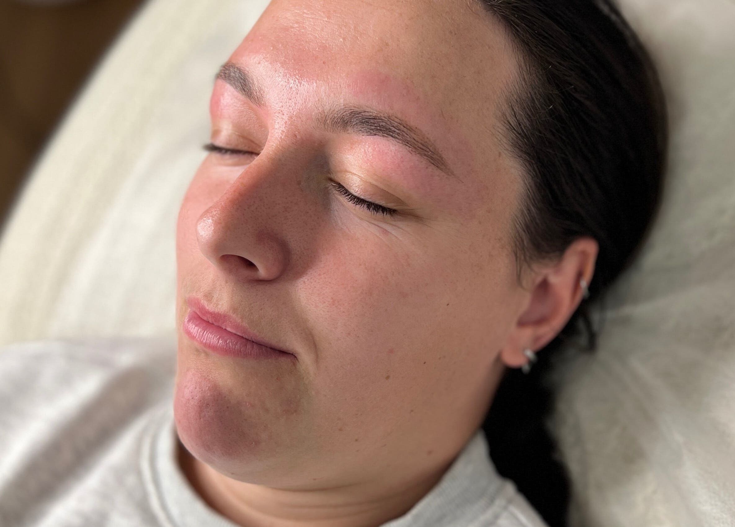Relaxed woman post-treatment at Pocket Of Beauty, West Wallsend, New South Wales, AU.
