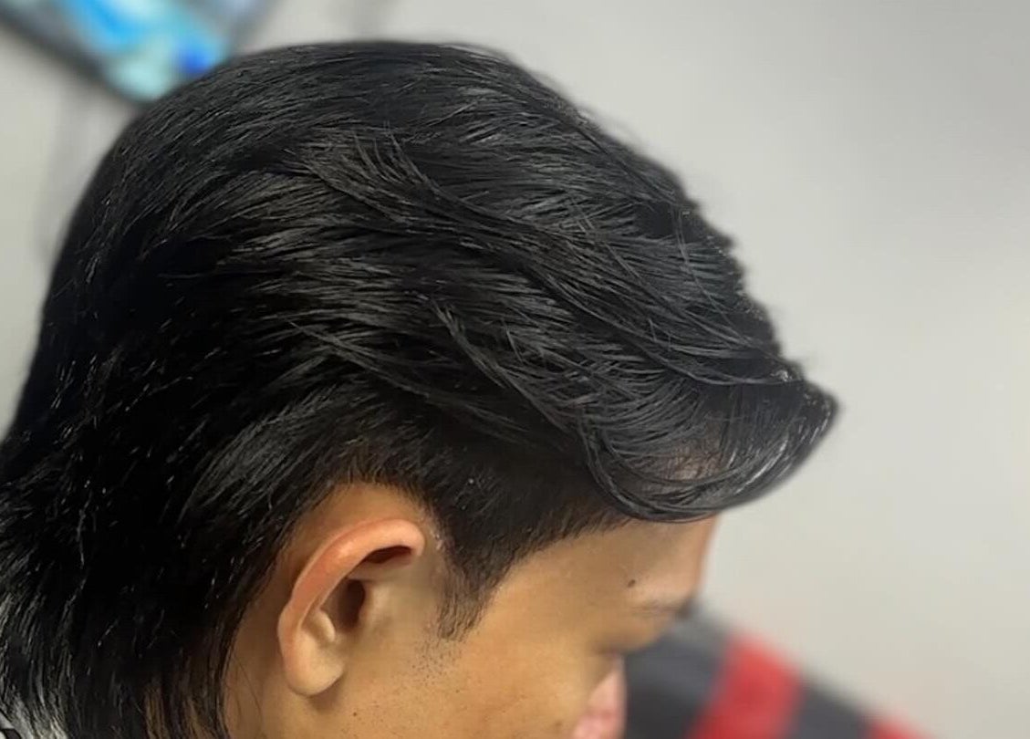 Close-up of a sleek hairstyle at MTB Barbershop and Academy, Langkawi, Kedah, MY.