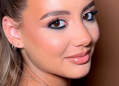 Close-up of glowing skin and makeup by RL Beauty Co. in Seville Grove, Western Australia, AU.