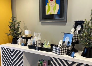 Stylish display of beauty products and decor at Polished, Valparaiso, Indiana, US.