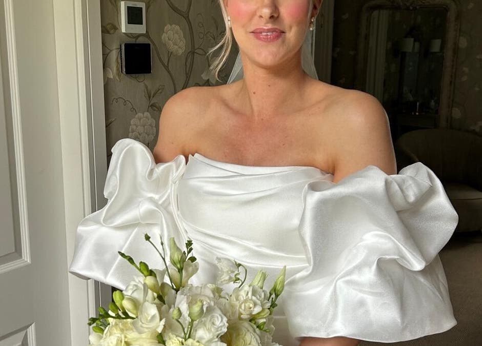 Bright bridal pose at Kk’s Spray Tanning, Salford, England, GB, showcasing elegance and style.