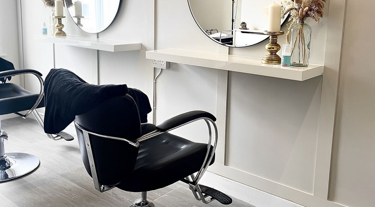 Elegant salon chair and decor at Hair Extensions by Becci, Liversedge, England, GB.