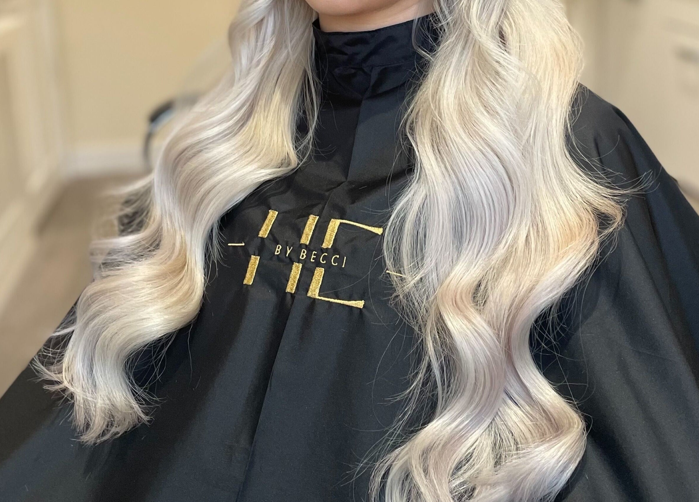 Beautiful silver blonde waves at Hair Extensions by Becci, Liversedge, England, GB.