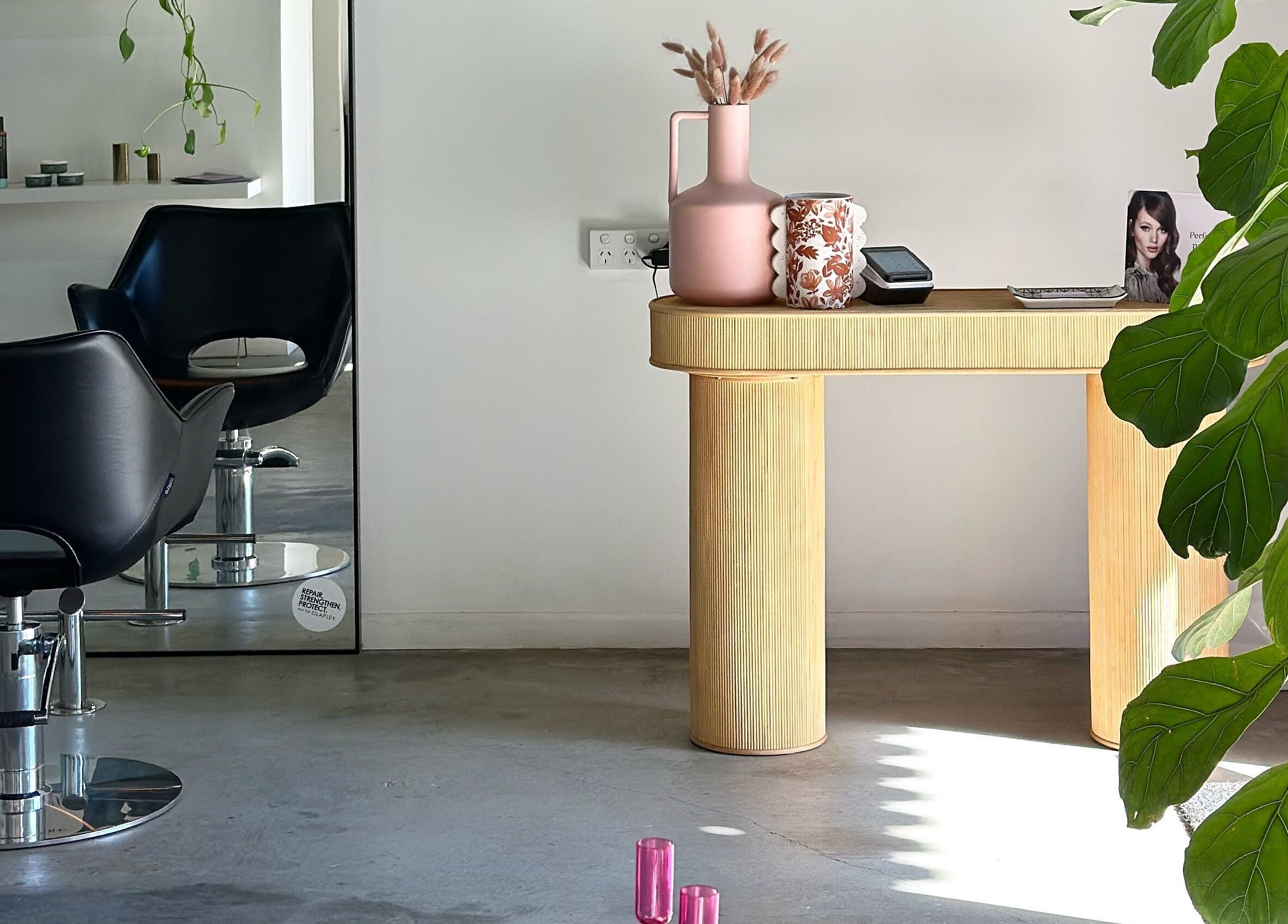 Lávue Hair stylish salon interior with modern decor in Wavell Heights, Queensland, AU.