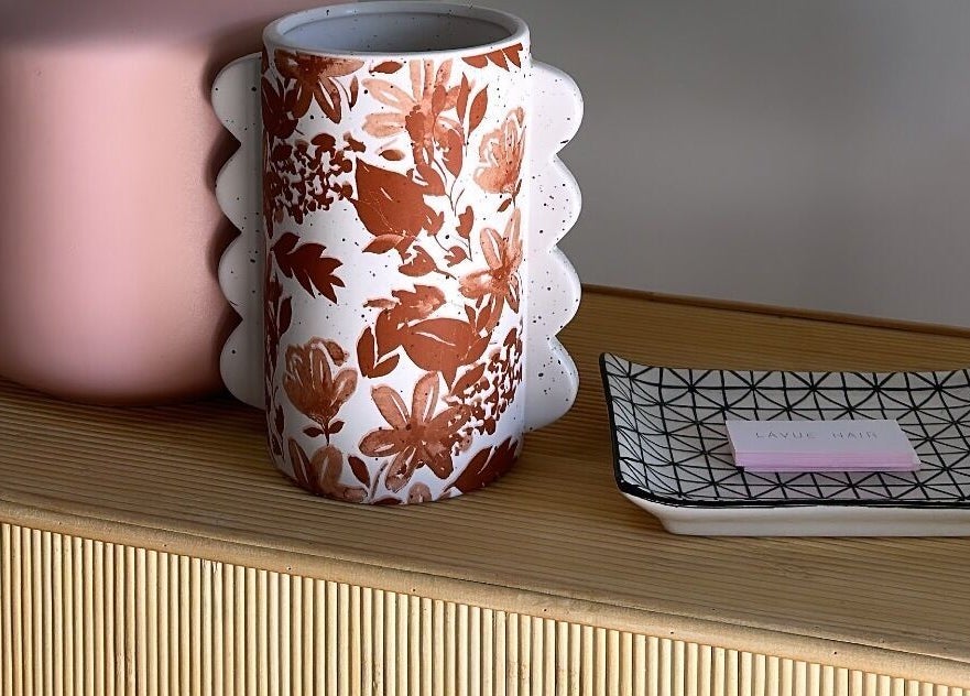 Elegant pink and floral decor at Lávue Hair in Wavell Heights, Queensland, AU.