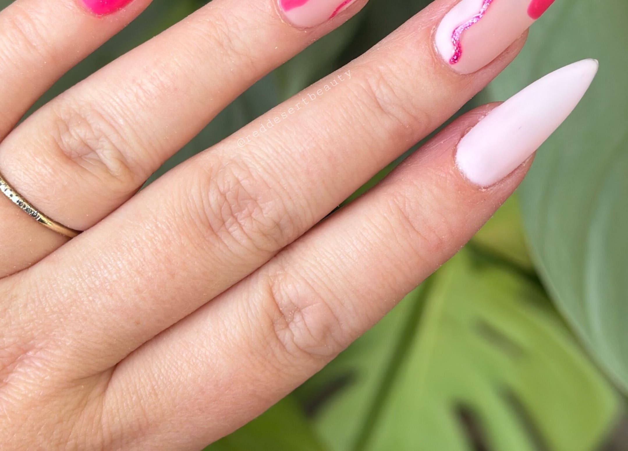 Elegant pink nail art by Red Desert Beauty, Uleybury, South Australia, AU.