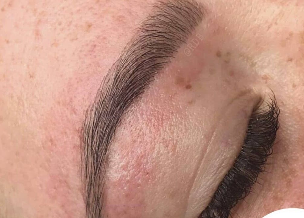 Close-up of expertly shaped eyebrow at Red Desert Beauty, Uleybury, South Australia, AU.