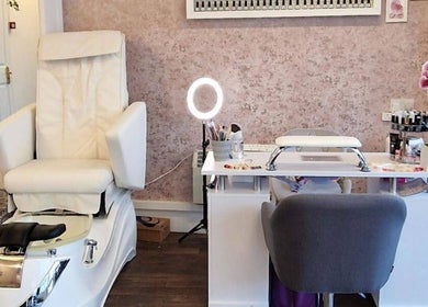 Pedicure chair and nail station at Gareth at MITI BEAUTY, Bristol, England, GB.