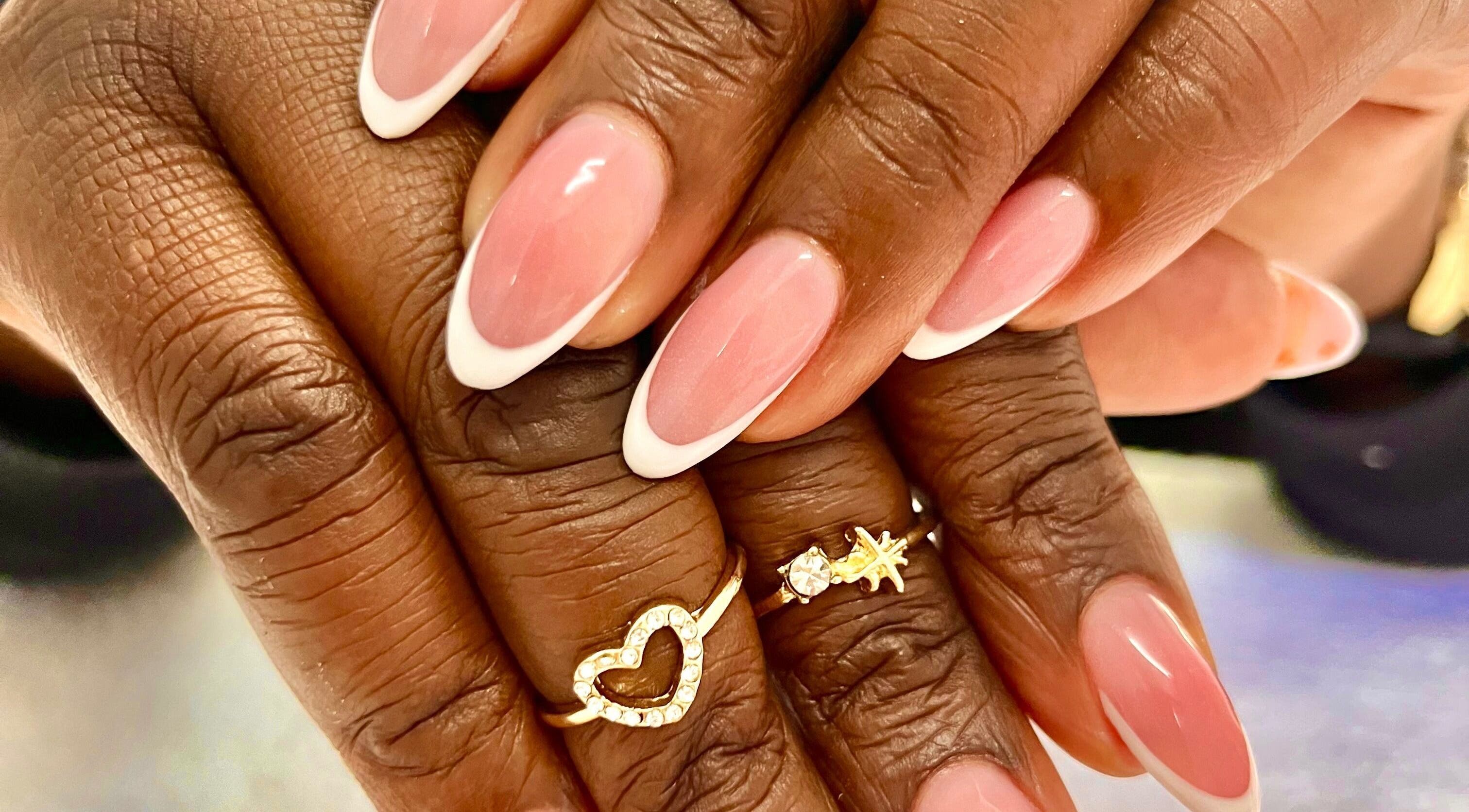 French manicured hands with rings at Lifestyle on Location: Flight Centre East Rand, Boksburg, Gauteng, ZA.