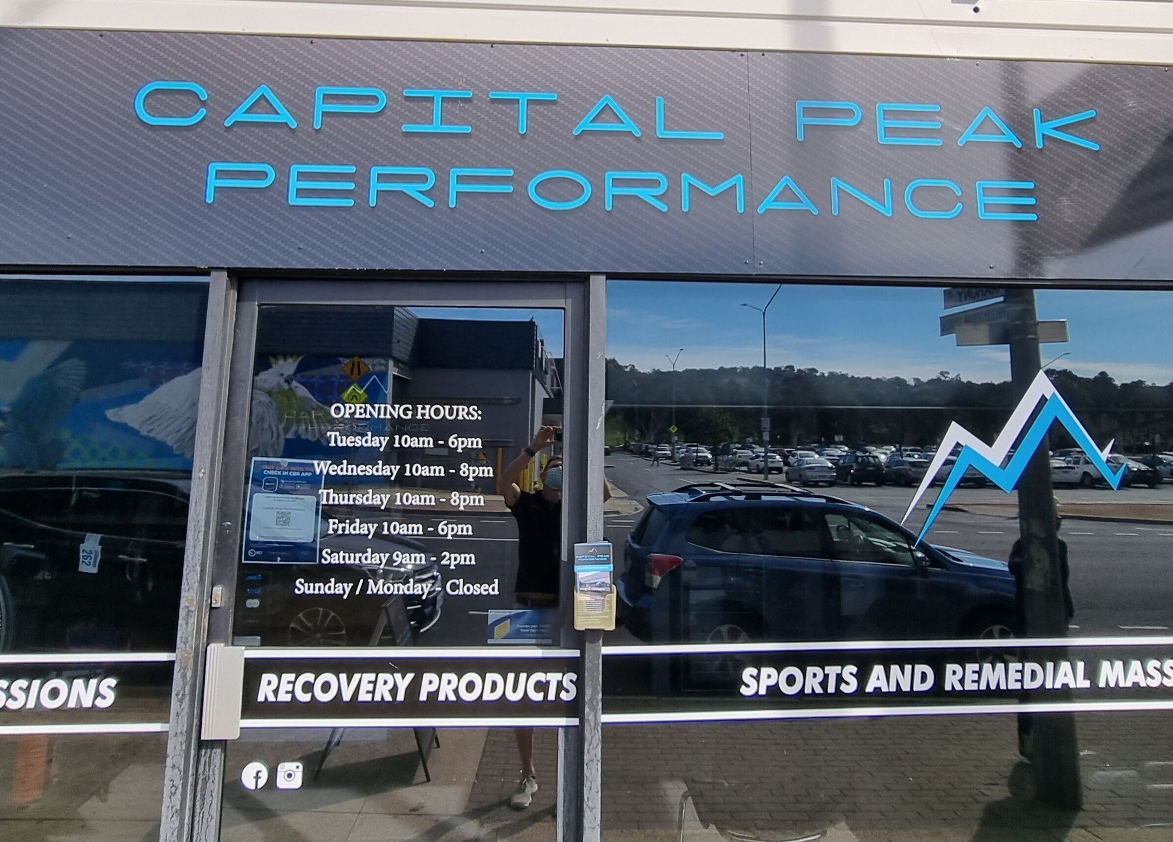 Capital Peak Performance Weston entrance displaying opening hours in Weston, Australian Capital Territory, AU.