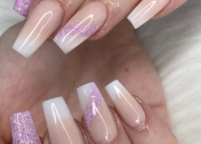 Elegant glitter nails design at Beauty by Shelli, Howden, England, GB.