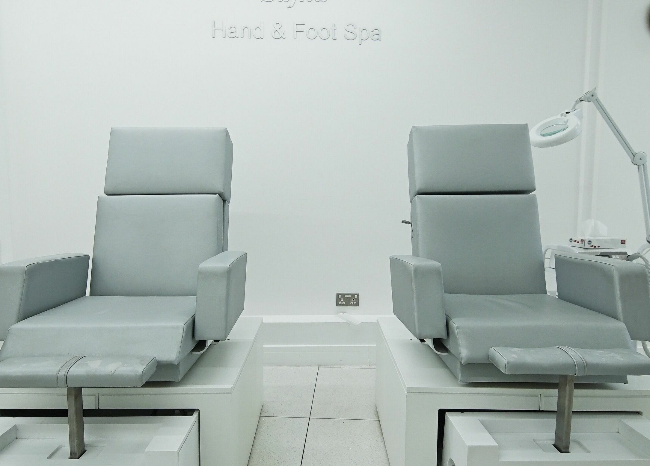 Luxury treatment chairs at Sajna Hand & Foot Spa, Wimbledon, London, England, GB for ultimate relaxation.