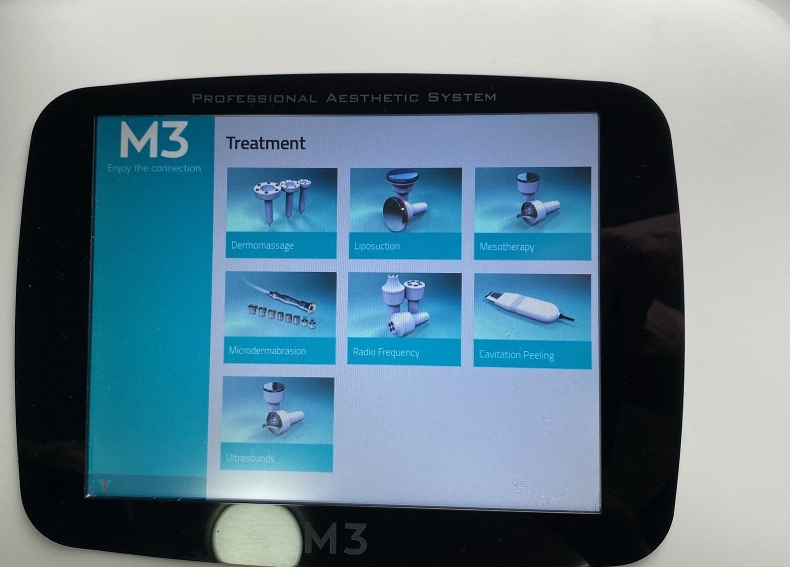 M3 machine display showing various treatments at Pulsar Laser Chorley, Chorley, England, GB.