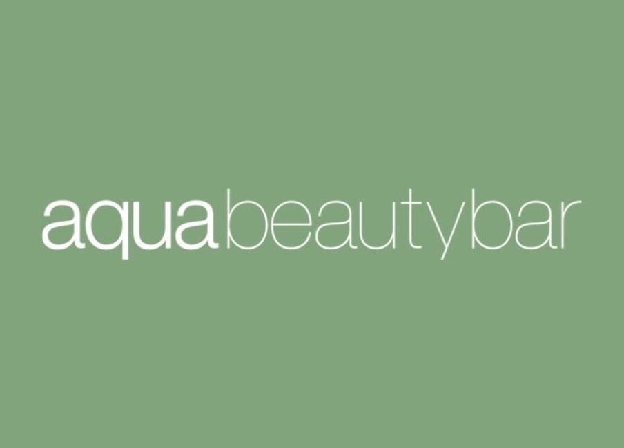 Aqua Beauty Bar logo on a green background in Melbourne, Victoria, AU.