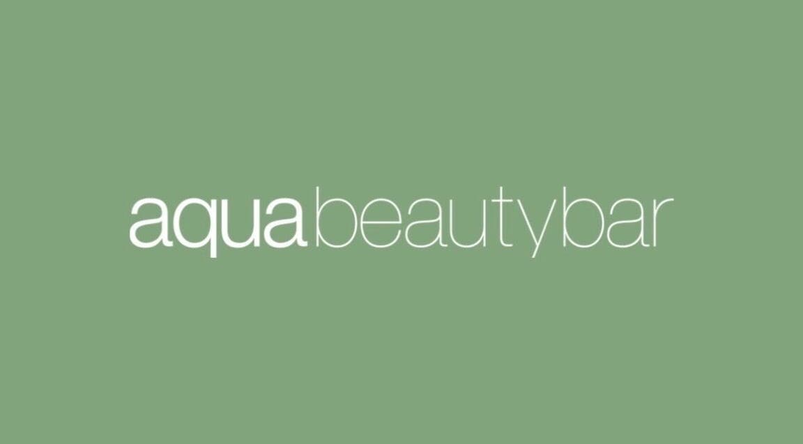Aqua Beauty Bar logo on a green background in Melbourne, Victoria, AU.